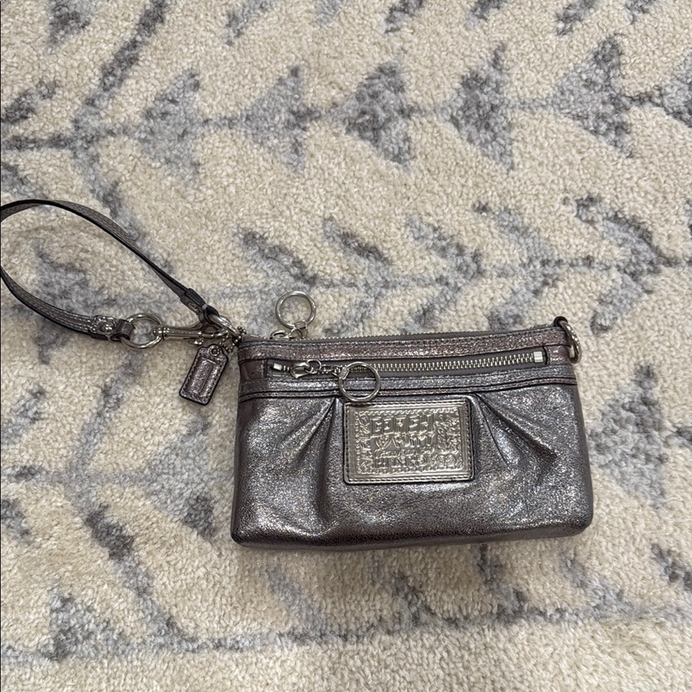 Coach Silver Wristlet Clutch